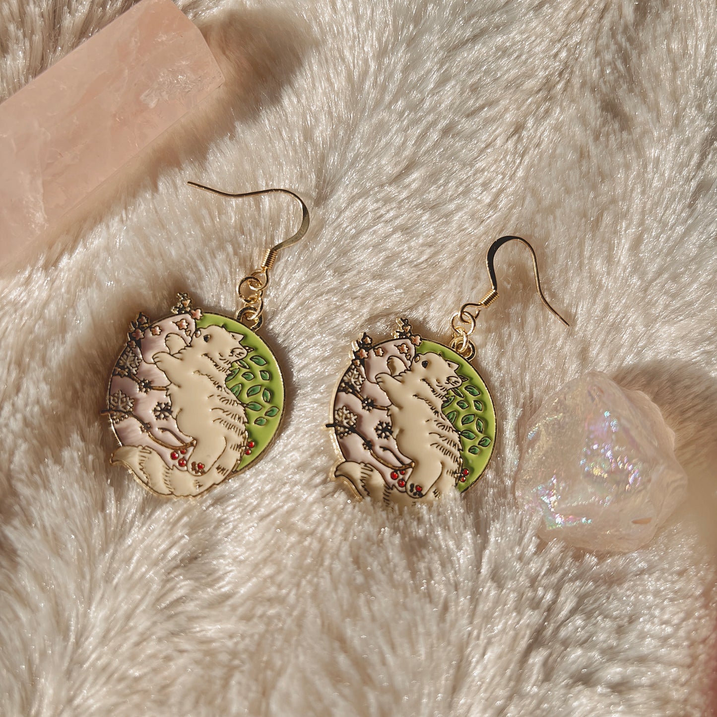 Kawaii Cat Flower Earrings