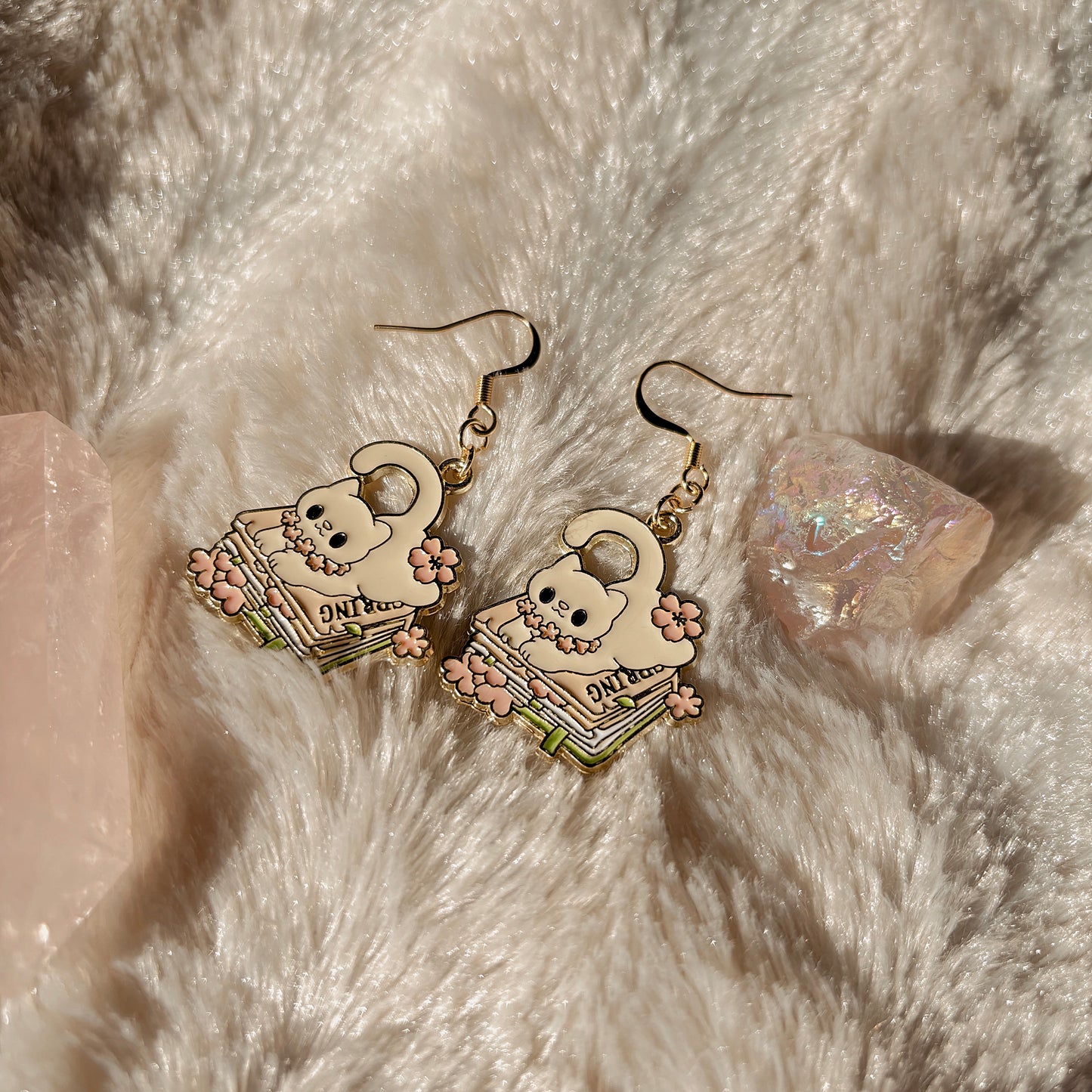 Kawaii Cat Flower Earrings