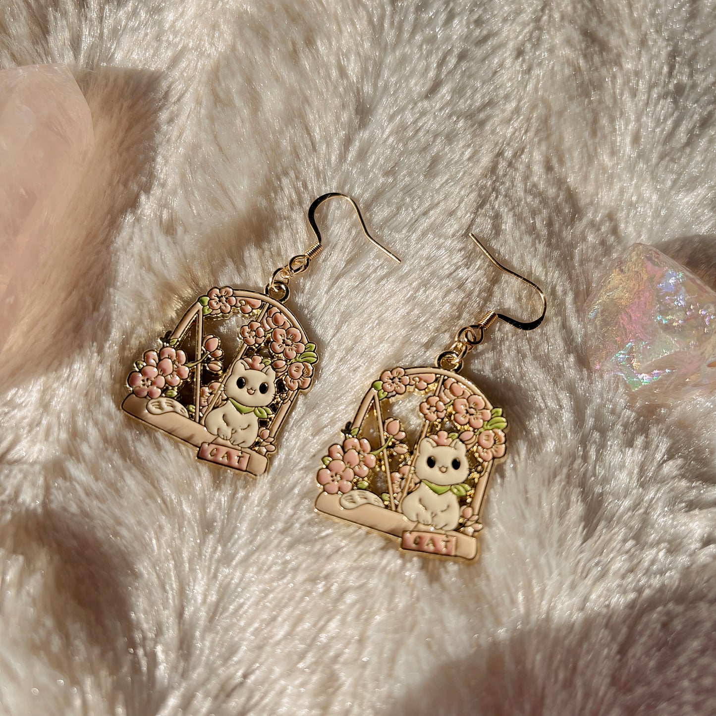 Kawaii Cat Flower Earrings